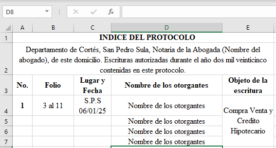 Protocol Index Excel