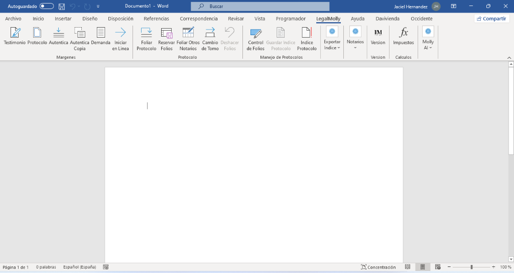 LegalMolly Word Interface